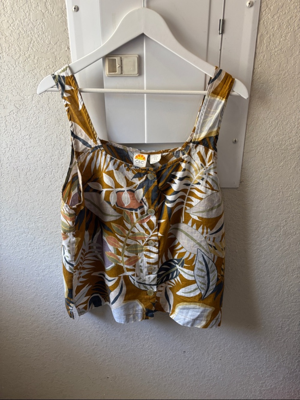 C&C California Mustard Botanical Button-Front Camisole